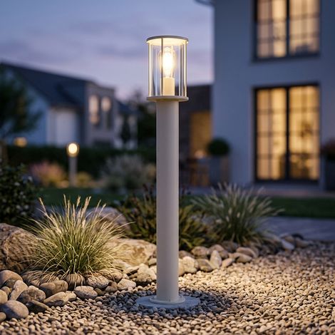 Lampe d'extérieur, lampe de jardin, sable, acier inoxydable mat, verre, H 100 cm (1/5)