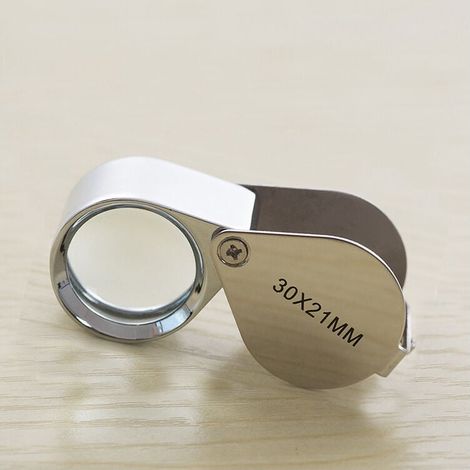 Lente d'ingrandimento da gioielliere KZQ - Lente d'ingrandimento 30 x 21 mm per gioielli antichi - Lente d'ingrandimento tascabile 30x - Lente pieghevole - Lente d'ingrandimento da botanico