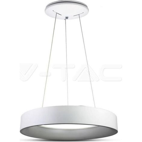 Lustre circulaire LED 30W Métal Couleur Blanc d : 60cm h : 120cm 3000K (1/5)