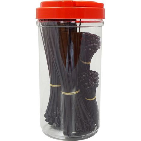 Serre-câble RS PRO 100 mm, 150 mm, 203 mm x 2,5 mm, 3,6 mm, 4,6 mm Noir en Nylon 66 ( Prix pour Jeu de 500 )