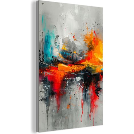 CUADRO DE METAL Arte moderno - Naranja - Gris - Abstracto Cuadros Para Dormitorio 60x90 (1/5)