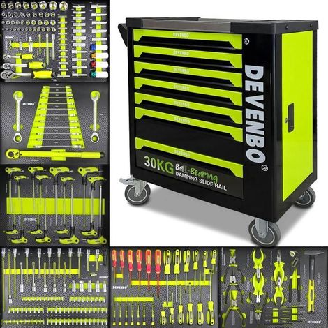 Carro de taller - BARRACUDA TOOLS - Devenbo - 7 cajones - 246 herramientas - Cerradura con llave (1/3)