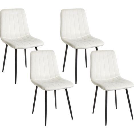 Conjunto de 4 sillas de comedor moderno patas de hierro terciopelo blanco crema Kalispell
