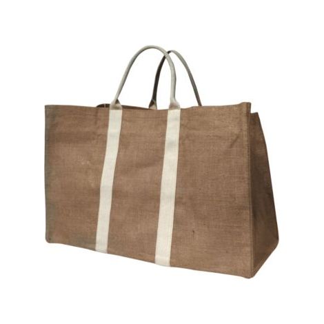 Panier à bûche en toile de jute Ivoire