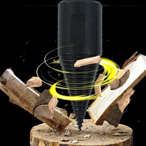 NALOOKAMIC Foret de Fendage de Bois, Fendeuse de Bûches pour Machine à Bois de Chauffage, Foret Conique, Foret à Bois Multifonction pour Fendre des Bûches, Avec 3 Poignées de Forage, Carré/Rond/Hexag (1/2)