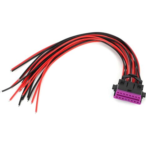 Adaptateur OBD2 à 16 broches mâle avec câble à connecteur femelle ouvert pour rallonge (1/5)