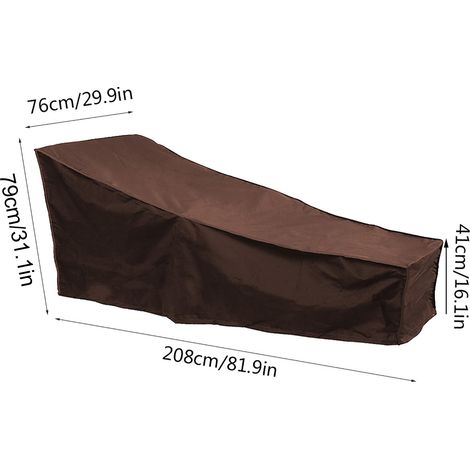 Funda protectora para sillas de jardín [tafetán de poliéster impermeable, 190 g/m²], tamaño 208 x 76 x 41 cm, con cordón ajustable y bolsa de almacenamiento. (1/5)