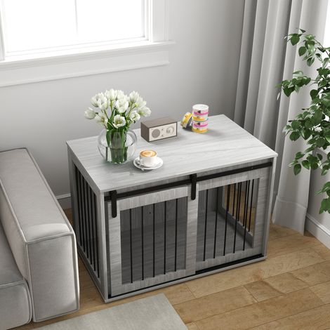 Indoor-Hundebox mit Schiebetür und Verschluss, grau 98x58x61 cm MODENUIT (1/4)