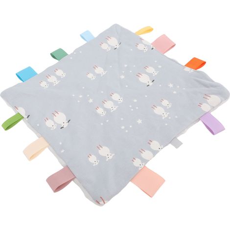 Weiche Babydecke mit bunten Etiketten, beruhigende Sinnesdecke, Baumwolldecke zum Kuscheln, perfekt zum Schlafen. (1/5)