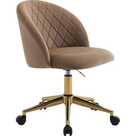 Sedia da ufficio Velluto Beige e Dorato Altezza regolabile - PORIANI