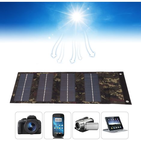 Panneau Solaire 40W Pliable 4 Panneaux Chargeur Portable pour Téléphones Mini - Idéal pour Camping et Urgences - Camouflage (1/5)