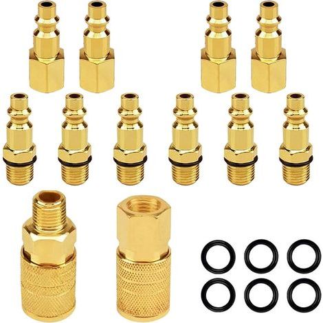 S-giant Kit de Prise de Connecteur de Coupleur d\'air1/4\"NPT-12 Pcs Raccords de compresseur d\'air Connecteur rapide pneumatique américain (1/5)