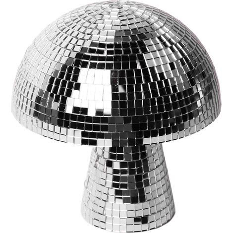 Miroir Boule à Facettes Champignon Argenté Décor de Table Paillettes Réfléchissant Ornement Fête Maison Scène Bar Accessoires (1/5)