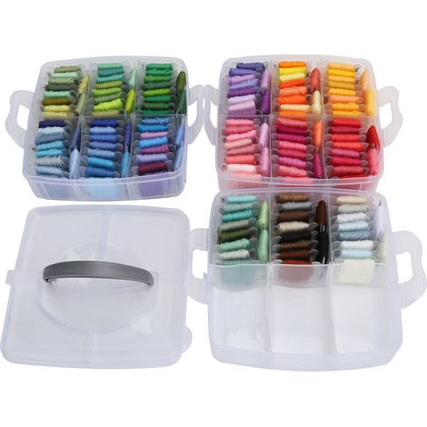 Embroidery Thread ThreeLayer Box 150Color Plastic Board Sewing Thread for Sewing Craft Products (1/5)
