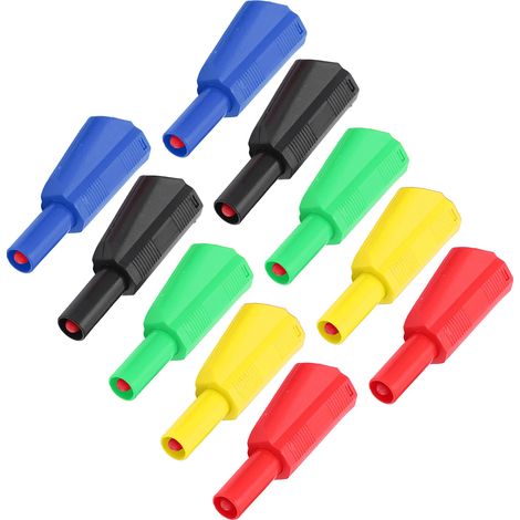 2er-Set U29 4mm Bananenstecker mit Isolierung für elektrische Prüfungen, Rot, Schwarz, Gelb, Grün, Blau (1/5)