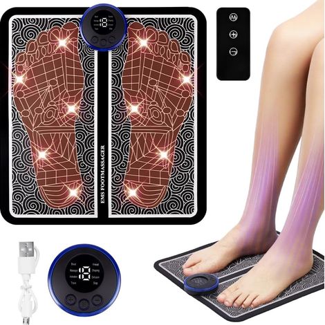 Massage des Pieds, Tapis Masseur Plantaire Electrique de Massage 8 Modes et 19 Intensités avec USB Télécommande et Affichage pour Soulager les Douleurs Musculaires et Favoriser la Circulation (1/5)