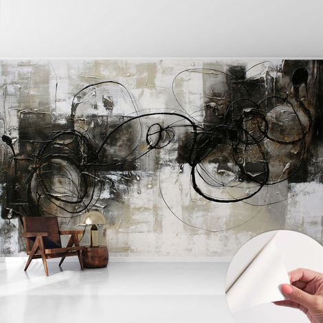 Selbstklebende Tapete modern Wohnzimmer - Wanddeko Schlafzimmer - Tapete mit Motiv Abstrakter Wirbel 416x254 cm (1/5)