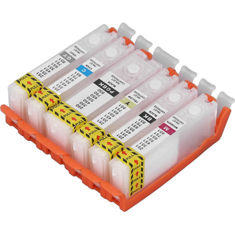 Wiederverwendbares 6-teiliges PGBK BK CMY GY Tintenpatronen-Kombipack für 450-451 Testpapier, gestochen scharfer und gleichmäßiger Druck, kompatibel mit Tintenstrahlpatronen. (1/5)