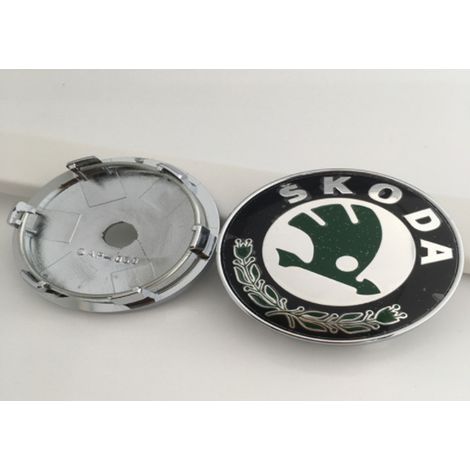 60-mm-Radnabenkappe, kompatibel mit Skoda Octavia, Fabia, Rapid und Superb – Felgennabenkappe, ABS-Radnabenabdeckung, Auto-Radzubehör, Radnabenkappen-Ersatz, 4er-Set – Grün
