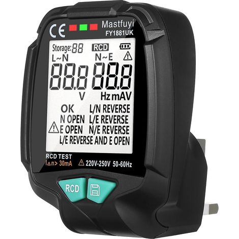 Mastfuyi Multifunktions-Steckdosenprüfer mit digitalem LCD-Display, Stromkreisprüfer für Steckdosen