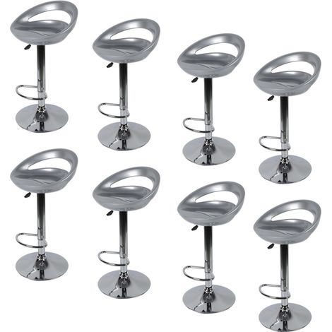Aqrau Lot de 8 tabourets de bar,Hauteur réglable - Gris - Style contemporain (1/4)