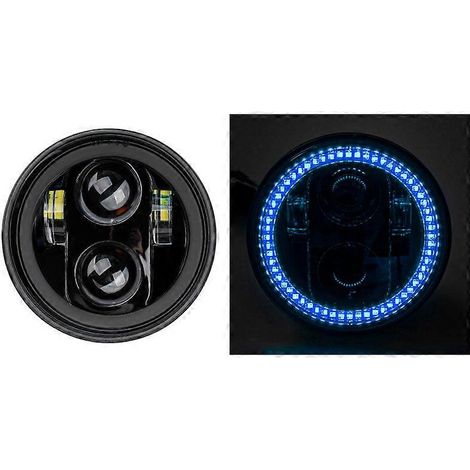 Phares rétro modifiés Benda Greystone 250 Venom en forme de X, ronds, étanches et résistants à la poussière, haute luminosité, sans danger pour les motos (noir et bleu). (1/5)