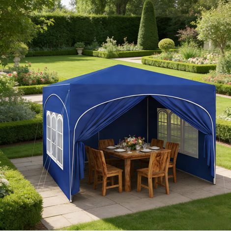 gazebo pieghevole 3x3 m con pareti impermeabile blu HAVRYA (1/5)