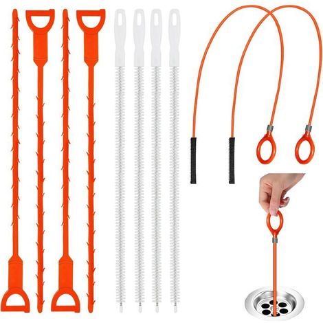 10 Pièces Brosse De Furet Deboucheur,Deboucheur Canalisation,Professionnel Plomberie Deboucheur Douche,Flexible Brosse Netto[RD152] (1/5)