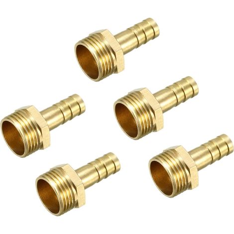 8mm Raccord cannelé x 3/8 PT Mâle Filetage Laiton 5PCS Doré (1/5)