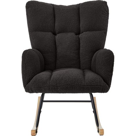 CAIziFauteuil à bascule moderne 69×89×101 CM – fauteuil relax polyvalent pour salon, chambre, bureau, chambre d'enfant et balcon, fauteuil élégant avec piètement en bois et cadre en métal, design scan (1/5)