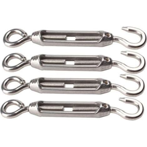M4-Spannschloss mit Öse aus Edelstahl 304 – 4er-Pack Kabelspannschlösser mit Spannhaken, korrosionsbeständig