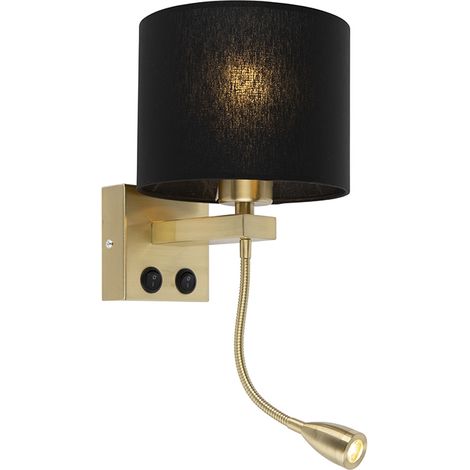 Art Deco Wall Light Gold with Black Shade - Brescia (1/4)