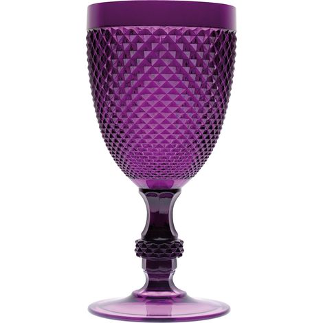 Lot de 6 verres à pied Lilas, plastique réutilisable, capacité 390 ml. (1/3)