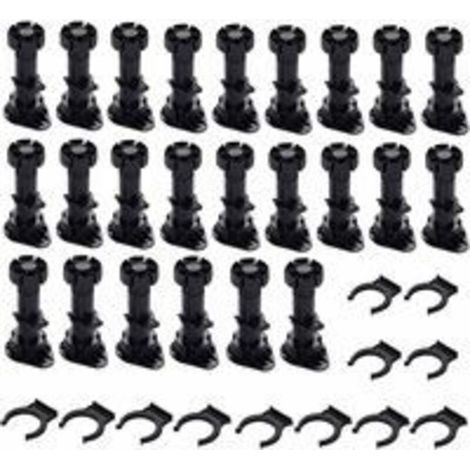 EASYCOMFORT Pieds de meuble réglables 80-100mm - Lot de 24 pieds d'armoire en plastique noir avec clips de fixation - Support robuste pour meubles de cuisine, canapé et placards (1/4)