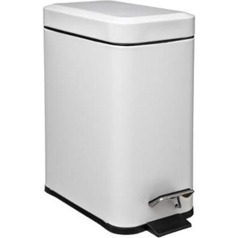 Poubelle de Salle de Bain "Rectangle" 5L Blanc (1/3)