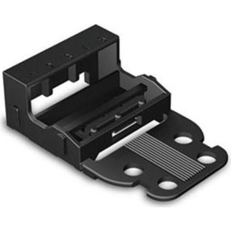 ADAPTATEUR DE FIXATION - POUR BORNES À 5 CONDUCTEURS - SÉRIE 221 - 4 mm² - AVEC PIED DE FIXATION À ENCLIQUETER - POUR MONTAGE VERTICAL - NOIR (1/2)