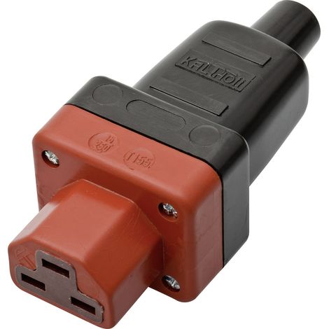 Kalthoff 444008 Warmgeräte-Steckverbinder 444 Buchse, gerade Gesamtpolzahl: 2 + PE 16 A Schwarz, Rot
