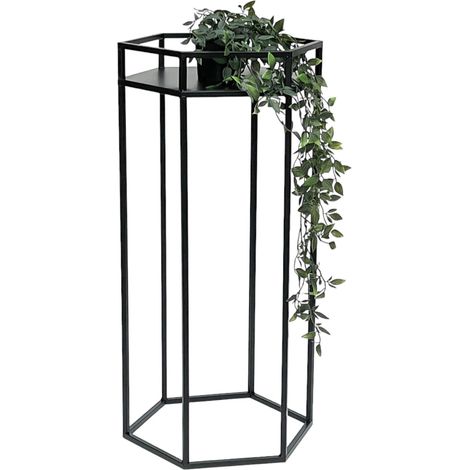 DanDiBo Blumenhocker Metall Schwarz 6eck 70 cm Blumenständer Blumensäule 96453 L Pflanzenhocker Modern Pflanzenständer (1/5)