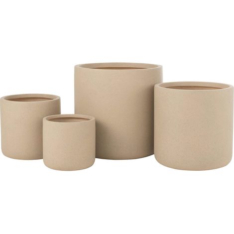 Cachepot en argile ivoire finition dune beige raffiné - Ivoire argile finition dune (1/5)
