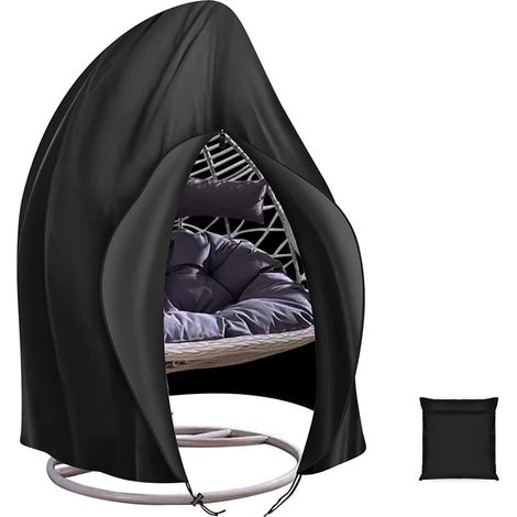 230x200 cm Housse de Chaise Suspendue de Protection pour Œufs Housse de Chaise de Jardin Imperméable Robuste Tissu Oxford 210D Noir
