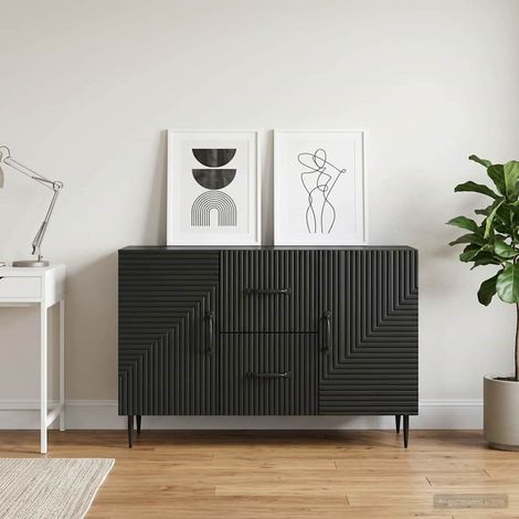 vidaXL Buffet avec tiroir Noir 89 x 34,5 x 60 cm Bois d'ingénierie (1/5)