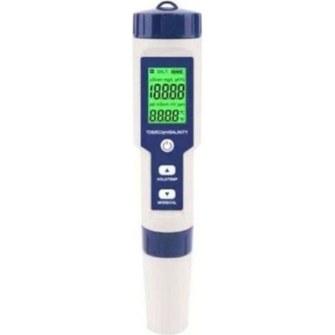 Testeur de salinité de piscine, testeur numérique de salinité d'eau de mer 5 en 1, kit de test d'étanchéité IP67