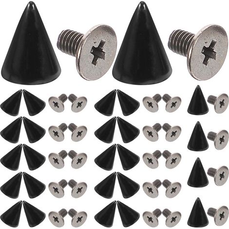 Rivets de chaussures en forme de cône 100 pièces en métal noir pour vêtements et sacs DIY Couleur Aléatoire (1/5)