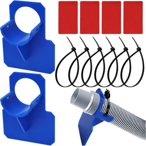 Lot de 2 supports de tuyau d'arrosage en plastique pour piscines hors sol, avec 4 adhésifs et 6 attaches de câble, empêche le tuyau de tomber, résistant à la rupture (38 mm) (1/5)