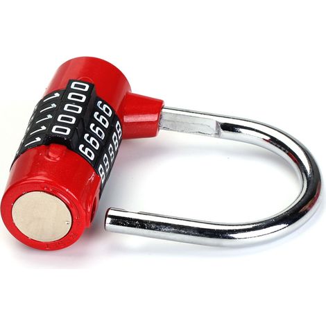 Cadenas à combinaison à 5 chiffres, cadenas de gym, cadenas à combinaison réinitialisable, pour casiers scolaires, sportifs et de gym, valises, boîtes à outils, clôture rouge (1/5)
