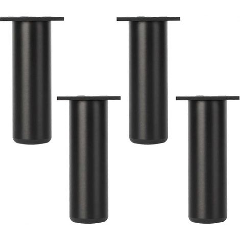 Un ensemble de 4 pieds de meubles en métal : pieds de canapé réglables, pieds de meuble-lavabo, pieds de table basse, pieds de lit et pieds de support ronds pour canapé (25 cm/9,8 pouces), noirs. (1/5)