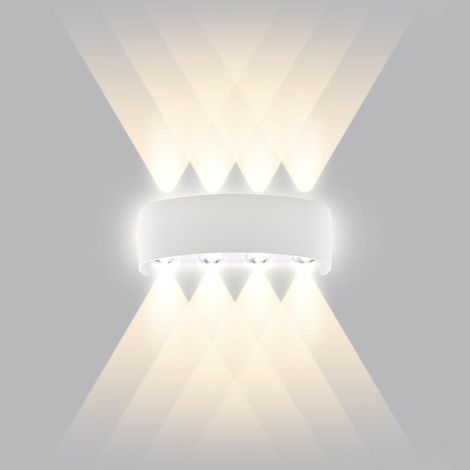 Applique murale LED intérieure/extérieure 8 W, moderne, blanc chaud 3 000 K, éclairage LED pour salle de bain, jardin, chambre, couloir, escaliers, IP65 (1/4)