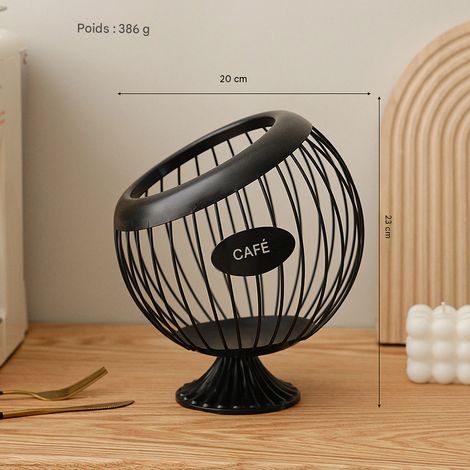 Ce panier de rangement noir est parfait pour ranger les capsules de café, les fruits, les bonbons et les en-cas, ce qui en fait un choix idéal pour votre table basse. (1/4)