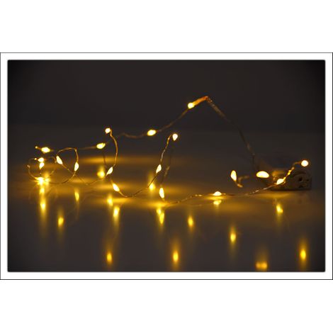 LED Micro Lichterkette - 40 LED warmweiß - Draht Lichterkette mit Batteriebetrieb