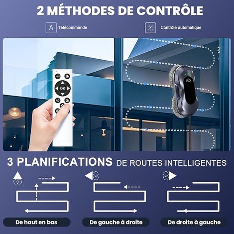 Window Cleaning Robot 6000Pa Suction Power Electric Double Propeller Edge Detection 3 Modes with Cloths (1/4)